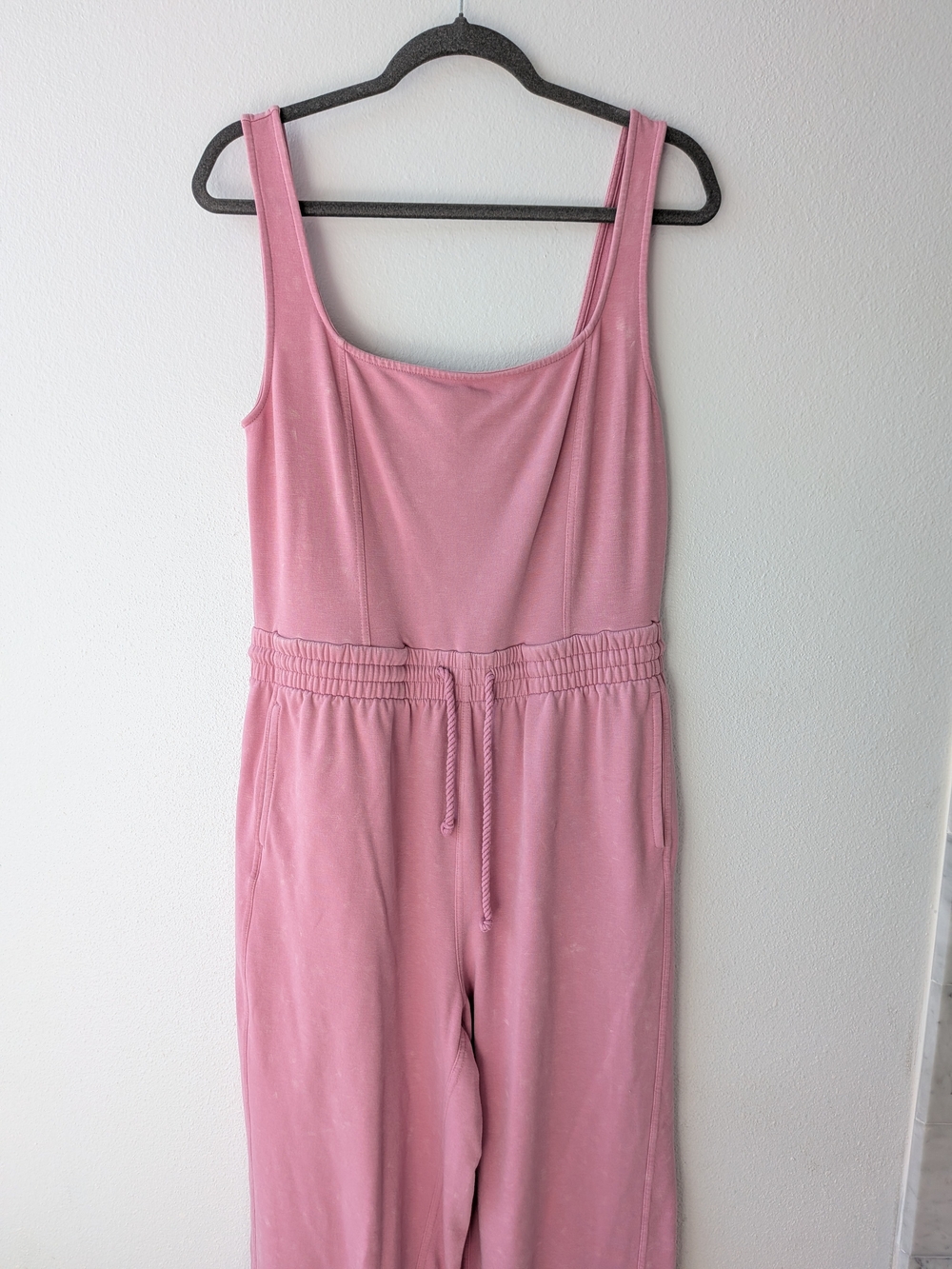 BKE Dusty Pink Sleeveless Jumpsuit with Drawstring Waist L